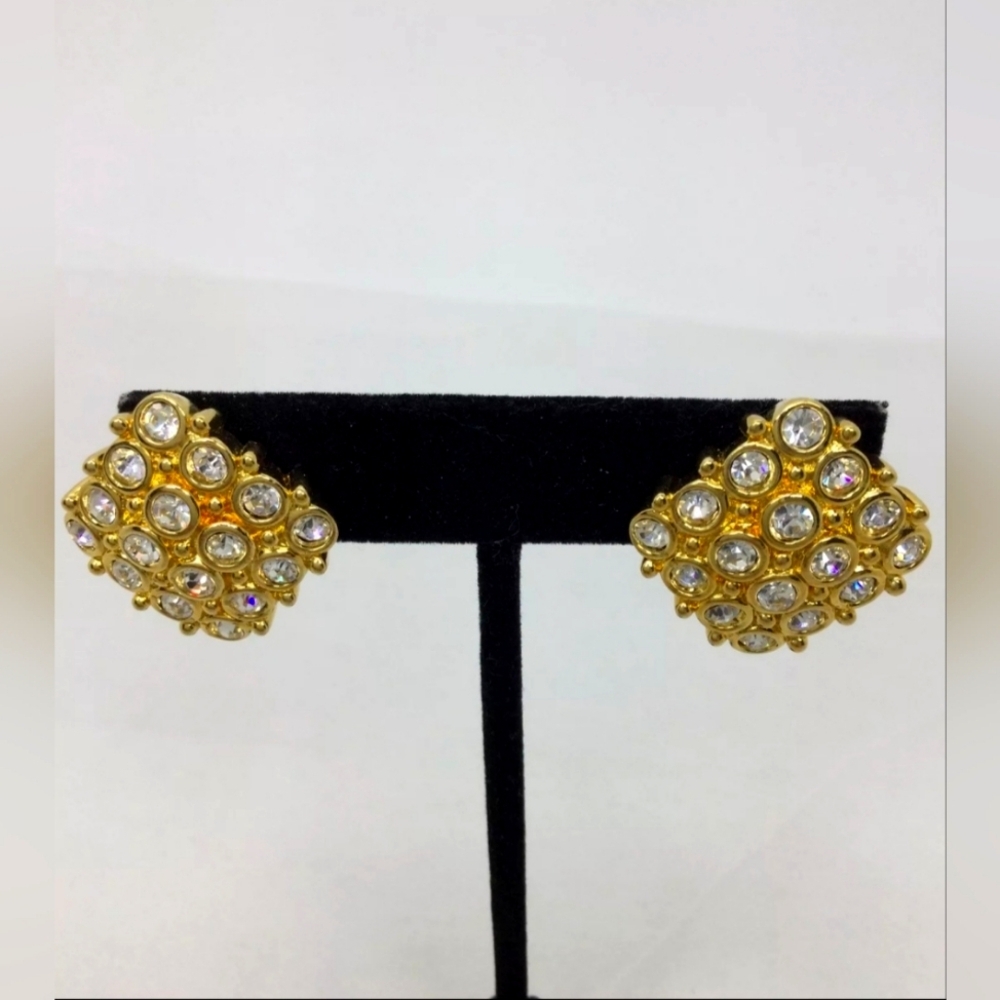Vintage Swarovski Crystal Square Earrings EUC